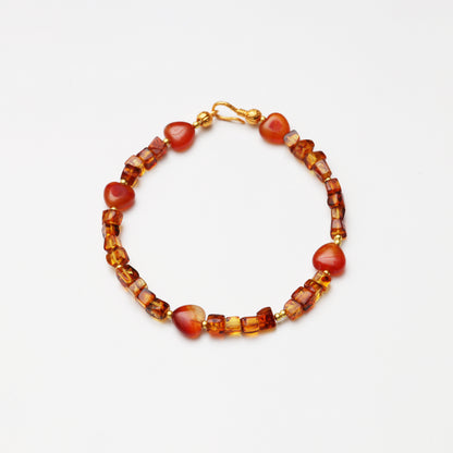 Heart-shaped Agate & Amber Bracelet