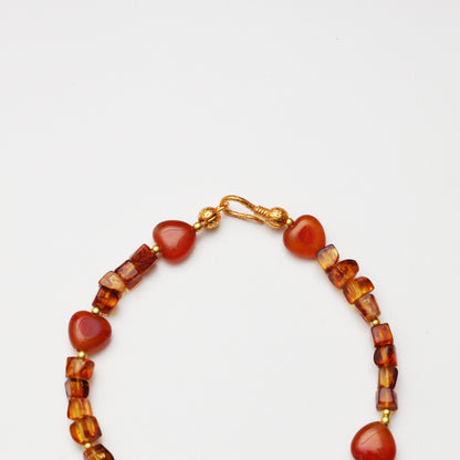Heart-shaped Agate & Amber Bracelet