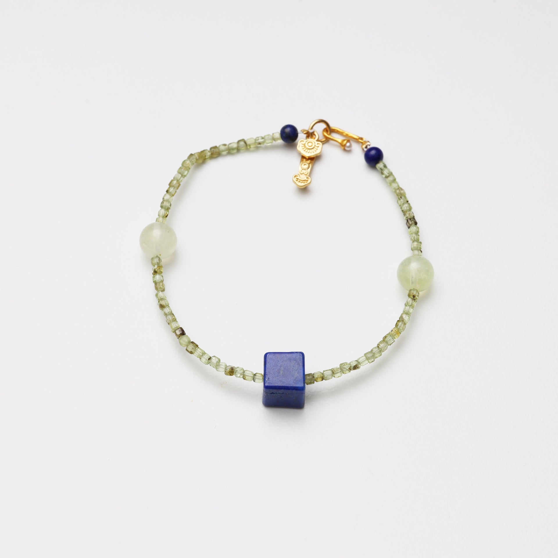 Peridot, Prehnite & Lapis Lazuli Bracelet