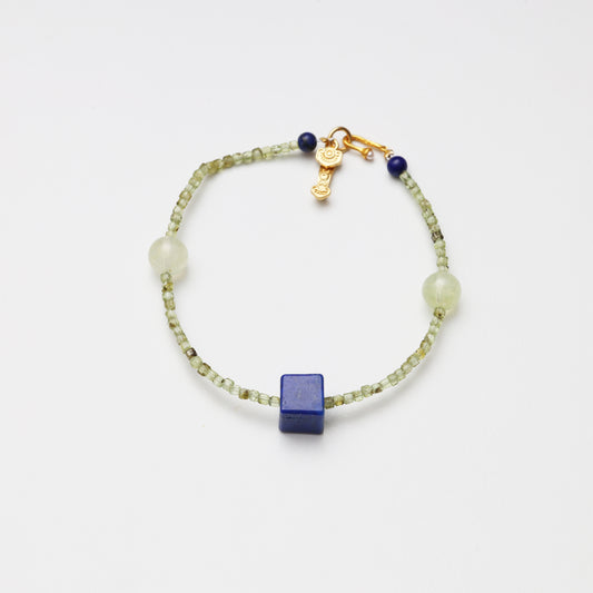 Peridot, Prehnite & Lapis Lazuli Bracelet
