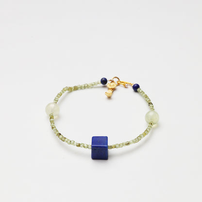 Peridot, Prehnite & Lapis Lazuli Bracelet