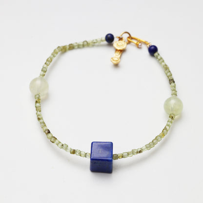 Peridot, Prehnite & Lapis Lazuli Bracelet