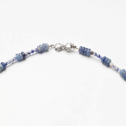 Blue Aventurine Slice, Blue Spot Stone Round Bead & Red Agate Necklace