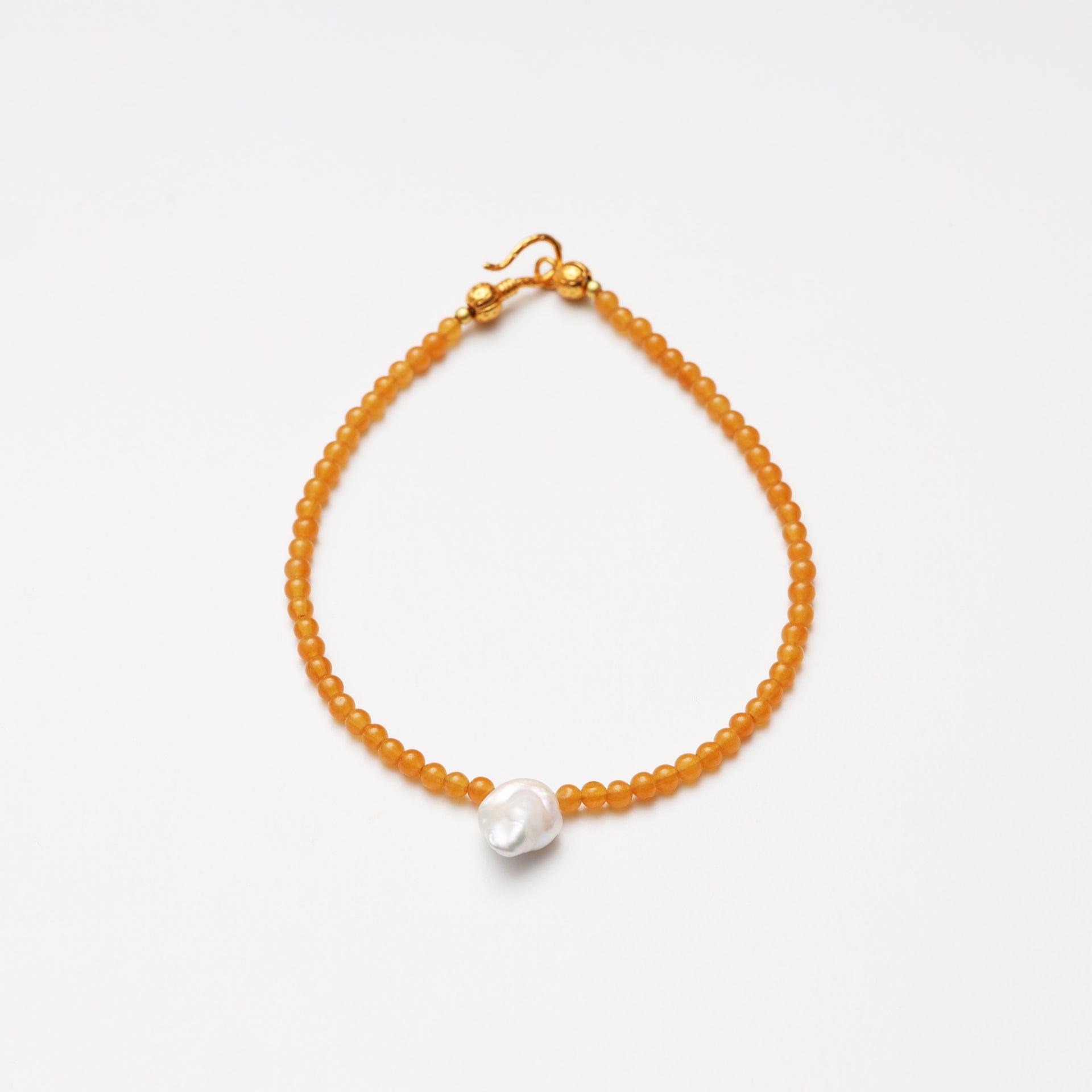 Yellow Jade Round Bead & Baroque Pearl Bracelet