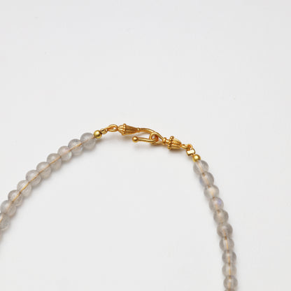 Grey Moonstone Round Bead & Angelite Bracelet