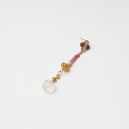 S925 Silver Clear Quartz, Tourmaline & Mother-of-Pearl Earrings