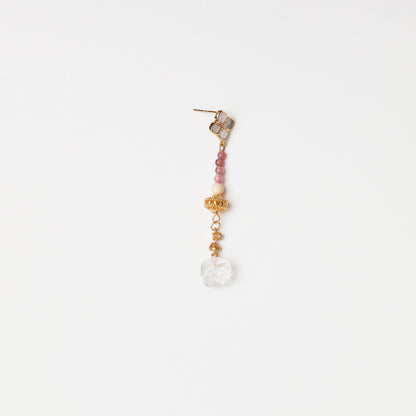 S925 Silver Clear Quartz, Tourmaline & Mother-of-Pearl Earrings