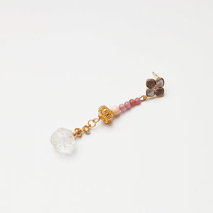 S925 Silver Clear Quartz, Tourmaline & Mother-of-Pearl Earrings