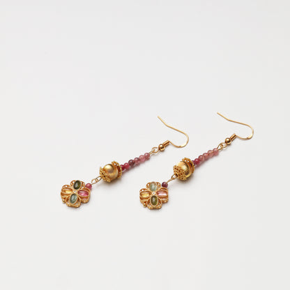 S925 Silver Tourmaline Cat's Eye Earrings