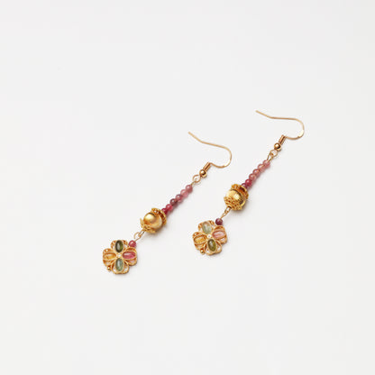 S925 Silver Tourmaline Cat's Eye Earrings