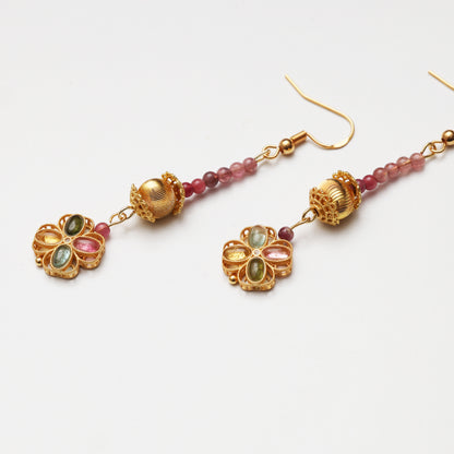 S925 Silver Tourmaline Cat's Eye Earrings