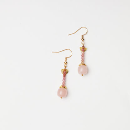 Pale Pink Crystal & Pink Tourmaline Earrings