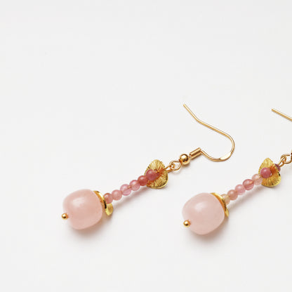 Pale Pink Crystal & Pink Tourmaline Earrings